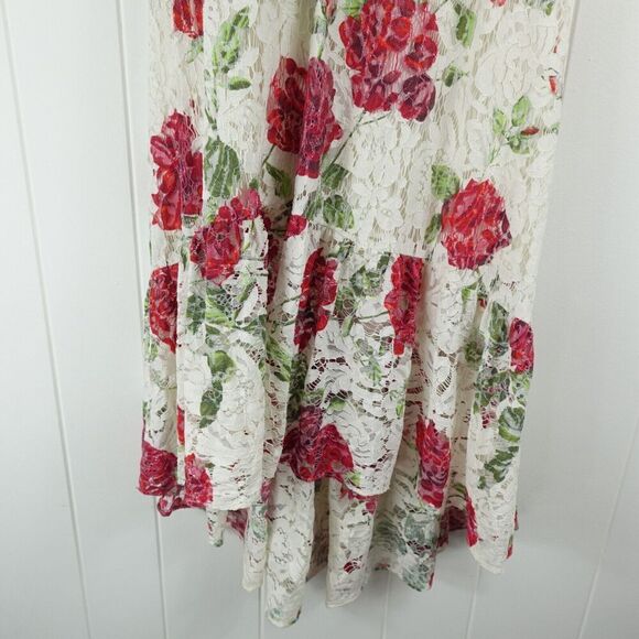 BCBGMaxazria Womens Floral Rose Dress Lace Overlay X-Small - Picture 8 of 13